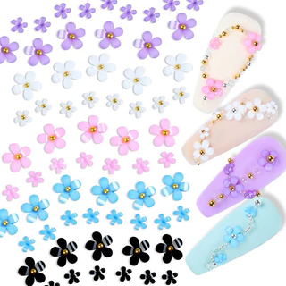 อะไหล่ดอกไม้สำหรับตกแต่งเล็บ DIY แบบคละสีอะไหล่เงิน-ทอง 6/ช่อง🌈พร้อมส่งในไทย🌈