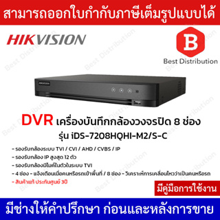 Hikvision DVR เครื่องบันทึกกล้องวงจรปิด 8 ช่อง รุ่น iDS-7208HQHI-M2/S-C รองรับไมค์ในตัว มีฟังก์ชั่น Ai