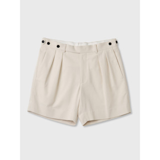 [JBB*] IVORY COTTON TWILL TWO-TUCK SHORTS เจบีบี กางเกงขาสั้น ผ้าคอตตอน เส้นใยธรรมชาติ กางเกงขาสั้นสองจีบ กางเกงขาสั้น