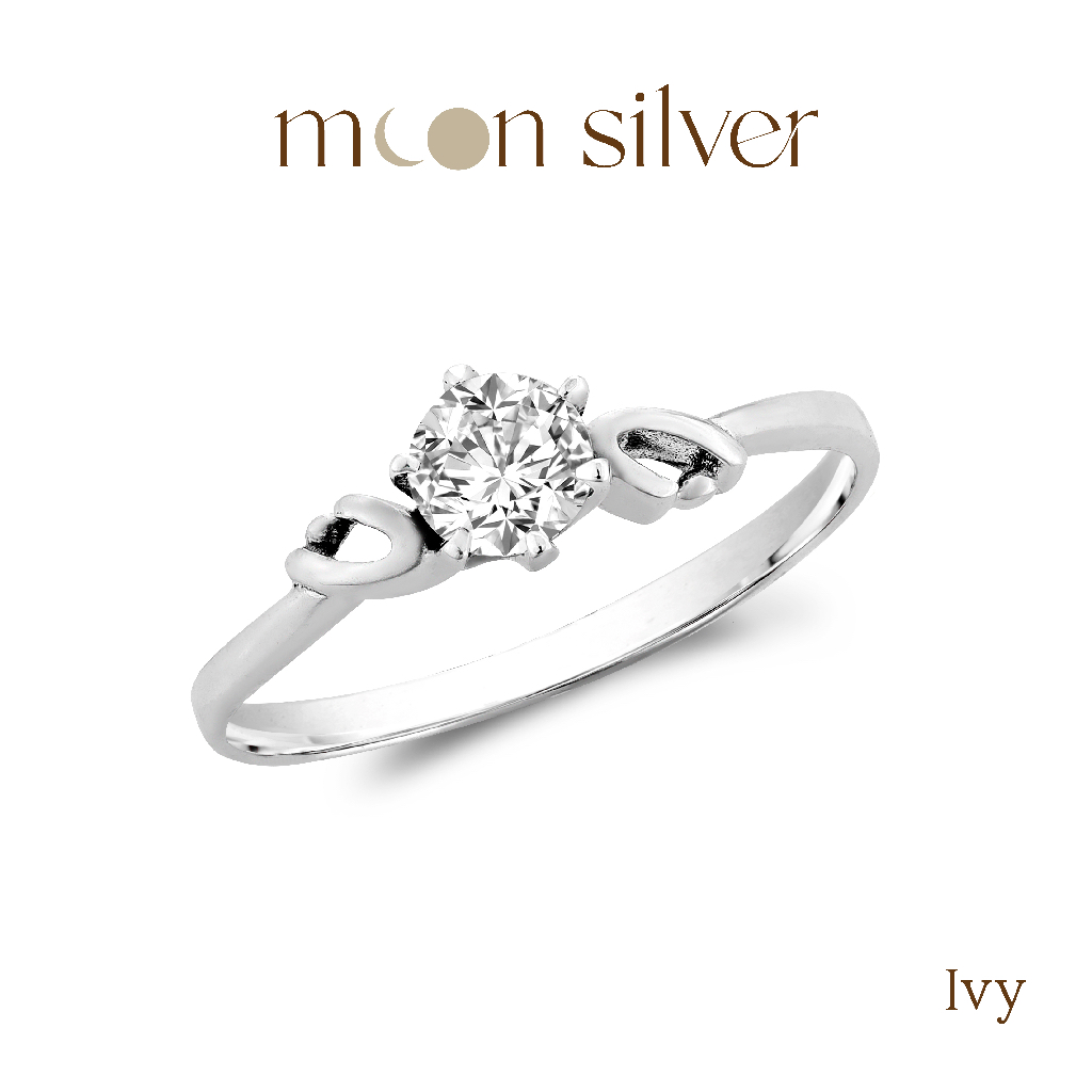Moonsilver แหวนเงินแท้ 925 รุ่น Ivy ฝังเพชร CZ เกรด AAA (ถ้าไม่มีไซส์ กดไซส์ใกล้เคียงแล้ว Note แจ้งได้เลยครับ)