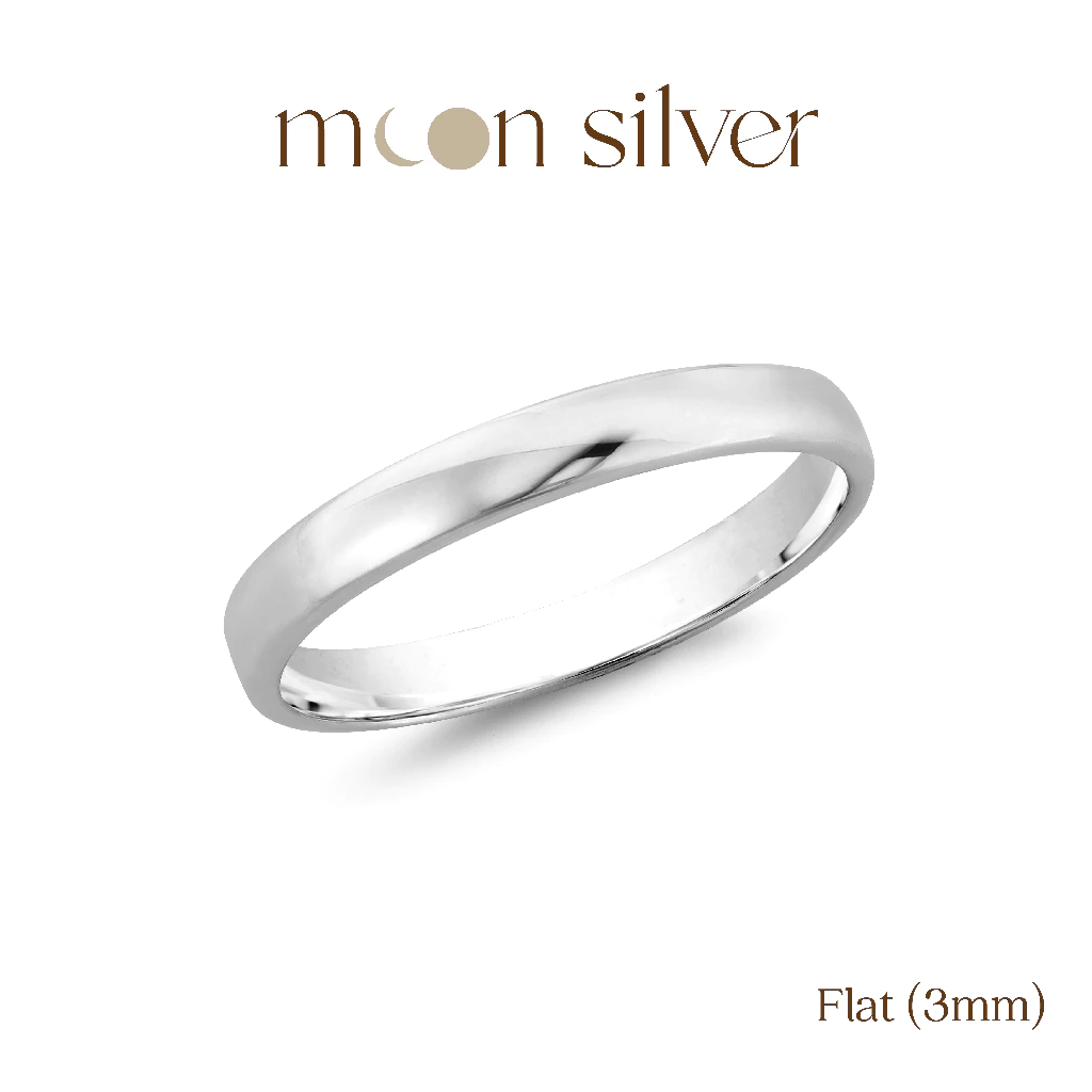 Moonsilver แหวนเงินเกลี้ยง รุ่น Flat 3mm แหวนเงินแท้925