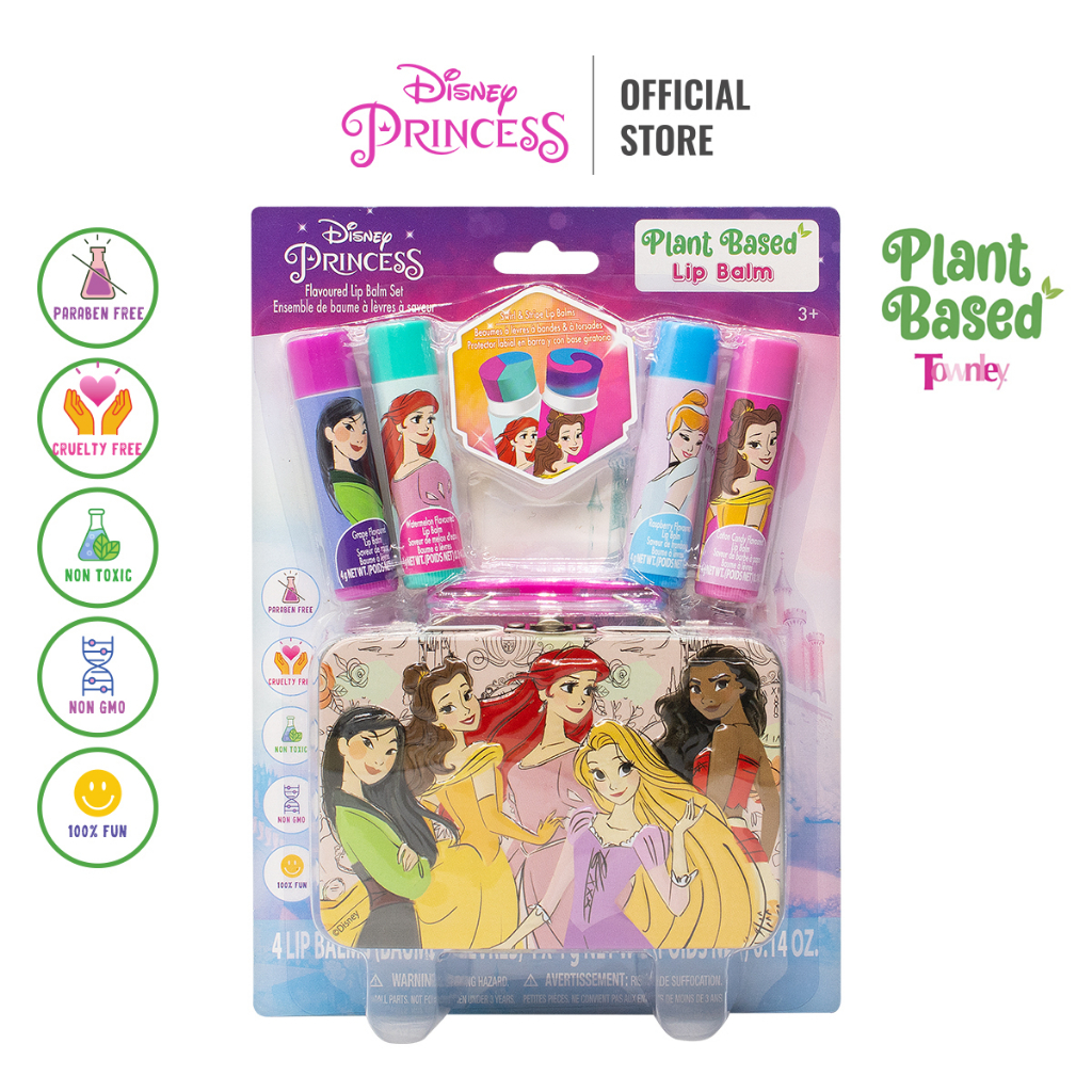 Townley(ทาวน์ลีย์) Disney Princess เซตลิปบาล์มเด็ก พร้อมกล่องเหล็ก ลิขสิทธ์แท้ ปลอดสารพิษ (ดิสนีย์ ปริ้นเซส)