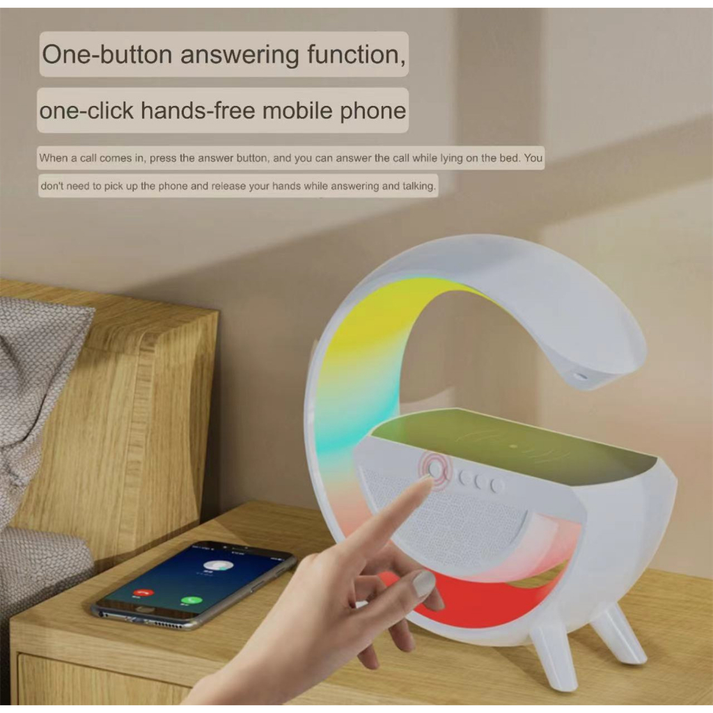 ลําโพงบลูทูธไร้สาย+แท่นชาร์จไร้สาย โคมไฟ LED 7สี พกพา Bluetooth Wireless Charging Speaker