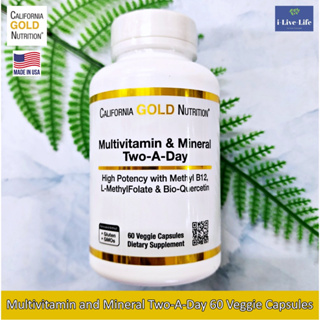 California Gold Nutrition - Multivitamin and Mineral Two-A-Day 60 Veggie Capsules วิตามินรวมและแร่ธาตุ