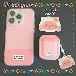 🌈Langton🌸ขาตั้ง ถอดได้ การ์ตูน Loopy iphone 11 14 pro max ป้องกันการหล่น สีชมพู เส้นขอบโปร่งใส case for iPhone 12 13