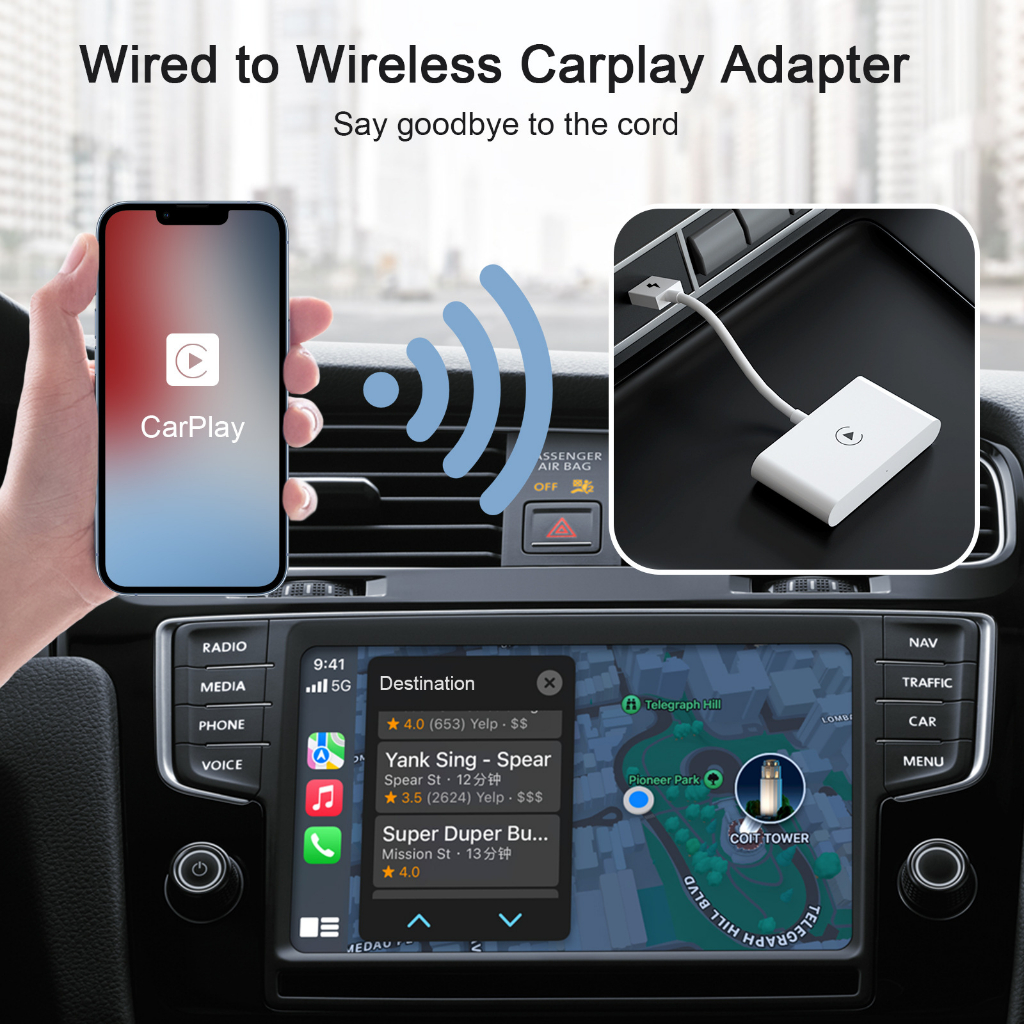 Wireless CarPlay Adapter สำหรับ IPhone Apple Wireless Carplay Dongle Plug And Play 5GHz WiFi Online Update Auto Car Adap