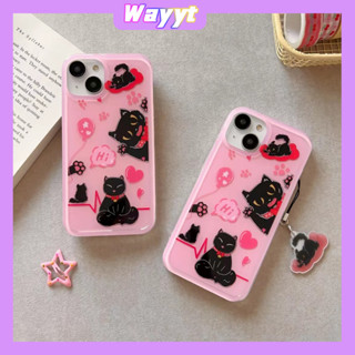 💖New 💖iPhone 14 13 12 11 Pro Max เคส for เคสไอโฟน11 น่ารัก บางเบาพกพาง่าย การ์ตูน แมว เรียบง่าย วัสดุIMD พร้อมจี้ Case