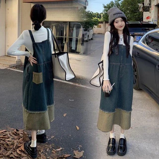 เอี๊ยมกระโปรง เอี๊ยมยีนส์ SIZE S-10XL ทรงกระโปรงกว้างใส่น่ารัก สไตล์เกาหลีวินเทจ