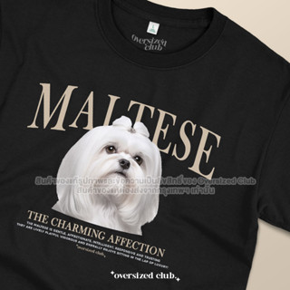 เสื้อยืดสกรีนลายน้องหมา Maltese มอลทีส [Classic Cotton 100% by Oversized Club]