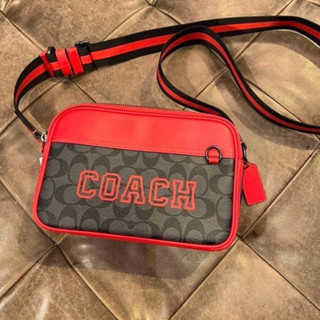 🌈Coach แท้💯กระเป๋าสะพายข้างชาย 2 ซิป สายสะพายปรับได้ค่ะ  Graham Crossbody In Signature Canvas