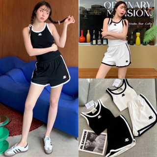 CRG sporty set◽️◾️(390฿ฟรีส่ง) ชุดเซ็ทเสื้อแขนกุด ปักโลโก้นูนเป็นลายแบรนด์ดังเกาหลี งานดีมากค่า ดีเทลตัดขอบสีทูโทน valen