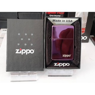 ZIPPO 24747ZL  ABYSS W/ZIPPO   HIGH POLISH PURPLE LASER ENGRAVE   สีม่วงแก้ว  ลายแบบเลเซอร โลโก้   ของใหม่