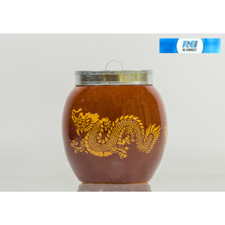 โอ่งมังกรจิ๋ว ดินเผา ราชบุรี มีฝาปิด ของที่ระลึก ใส่ของ 12cm หัตถกรรม Small Dragon Clay Jar OTOP Thailand Craft Souvenir