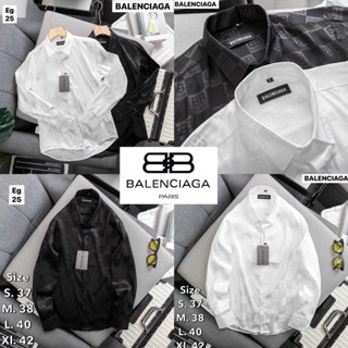 BALENCIAGA SHIRT FOR MEN’s  👔 เสื้อเขิ้ตแขนยาวผู้ชาย สีขาวดำพิมพ์ลายพร้อมส่ง