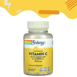 Solaray, Timed Release Vitamin C with Rose Hip &amp; Acerola, 1,000 mg, 100 Tablets