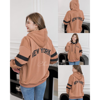 เสื้อกันหนาวNew Yorkรุ่นคาดแขน สีกาแฟ