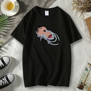 เสื้อยืดผ้าฝ้ายฤดูร้อน Crayon Shinchan แอนิเมชั่นพิมพ์ลายท่ากรรเชียงน่ารัก