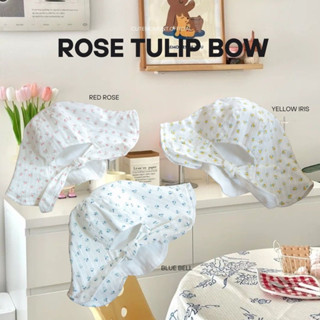 Rose tulip bow หมวกบักเก็ตลายดอกไม้