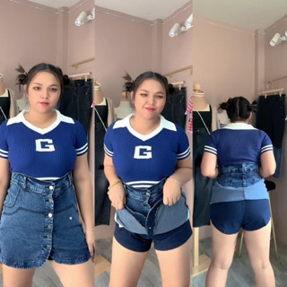 PSJEANS รุ่น แซ่บซิ๊ด (ผ้ายืด) กระโปรงกางเกงรอบตัวสาวอวบอ้วน