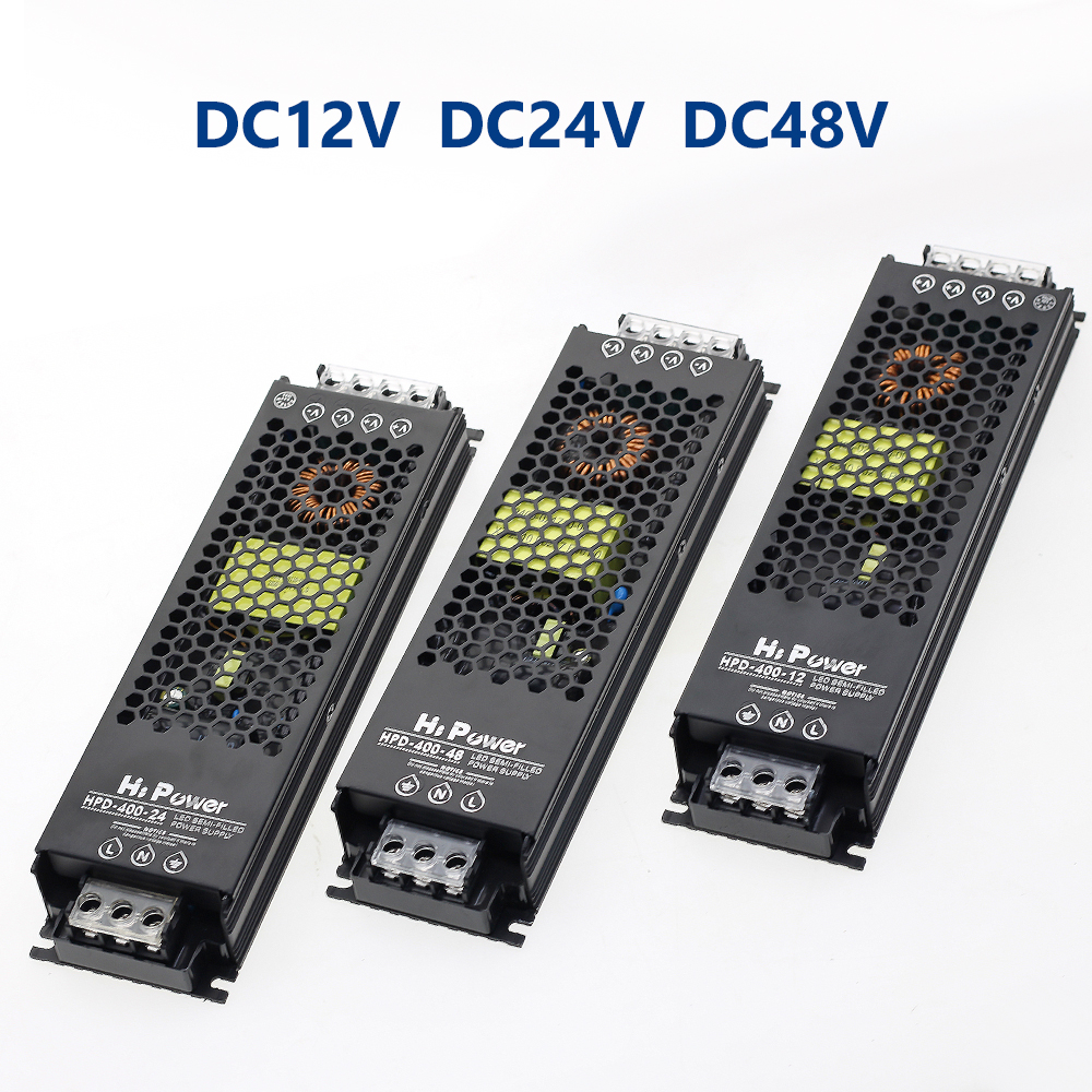 หม้อแปลง LED แหล่งจ่ายไฟ บางมาก DC12V 24V 48V หม้อแปลงไฟฟ้า 60W 100W  200W 300W 400WAC190-240V Driver สำหรับแถบ LED
