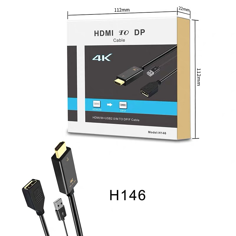 HDMI to DP Converter 60Hz HDMI to Display port  4K Adapter Cable Display Port Converter 1.8M