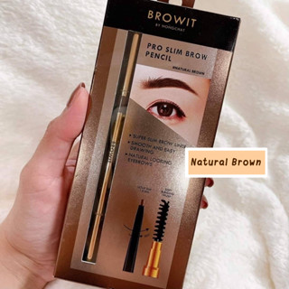 (สี #Natural Brown) ดินสอเขียนคิ้ว บราวอิท โปรสลิม Browit By Nongchat Pro Slim Brow Pencil 0.06 g