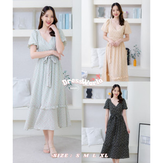 (เช็คของก่อนโอนเงิน) {S-XL} 9353 งานป้าย Dress World เดรสยาว แขนตุ๊กตา มีเชื่อกผูกเอว เจ้าหญิงสุดๆ เลยจ้า