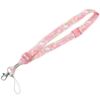 สายคล้องคอ/บัตร มีที่ห้อยมือถือตรงปลาย ลาย Hello Kitty สีชมพู ขนาดสาย 90 x 1.8 ซม.