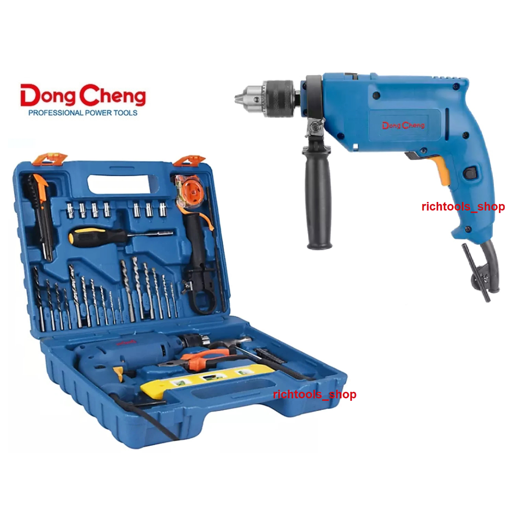 Dongcheng(DCดีจริง) DZJ04-13 set ชุดสว่านกระแทก 13mm. (1/2") 500วัตต์ พร้อมอุปกรณ์เครื่องมือช่าง 43 