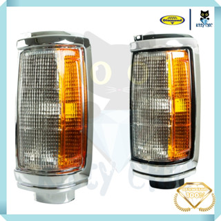 ไฟเลี้ยว ไฟหรี่มุม ไฟมุม MITSUBISHI L200 CYCLONE ปี 1989-1995 สีส้มขาว โครเมี่ยม เบ้าดำ มิตซูบิชิ ไซโคลน ตราเพชร