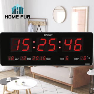 Home Fur นาฬิกา LED แขวนผนัง ขนาด 35X13X3CM รุ่น 3513C นาฬิกาดิจิตอล ไฟสีแดง – ตัวเรือนสีดำ ขอบสีเงิน