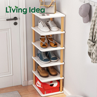 Living idea ชั้นวางรองเท้า ที่วางรองเท้า Shoe Rack ชั้นวางรองเท้าเข้ามุม ประหยัดพื้นที่ ชั้นไม้วางรองเท้า