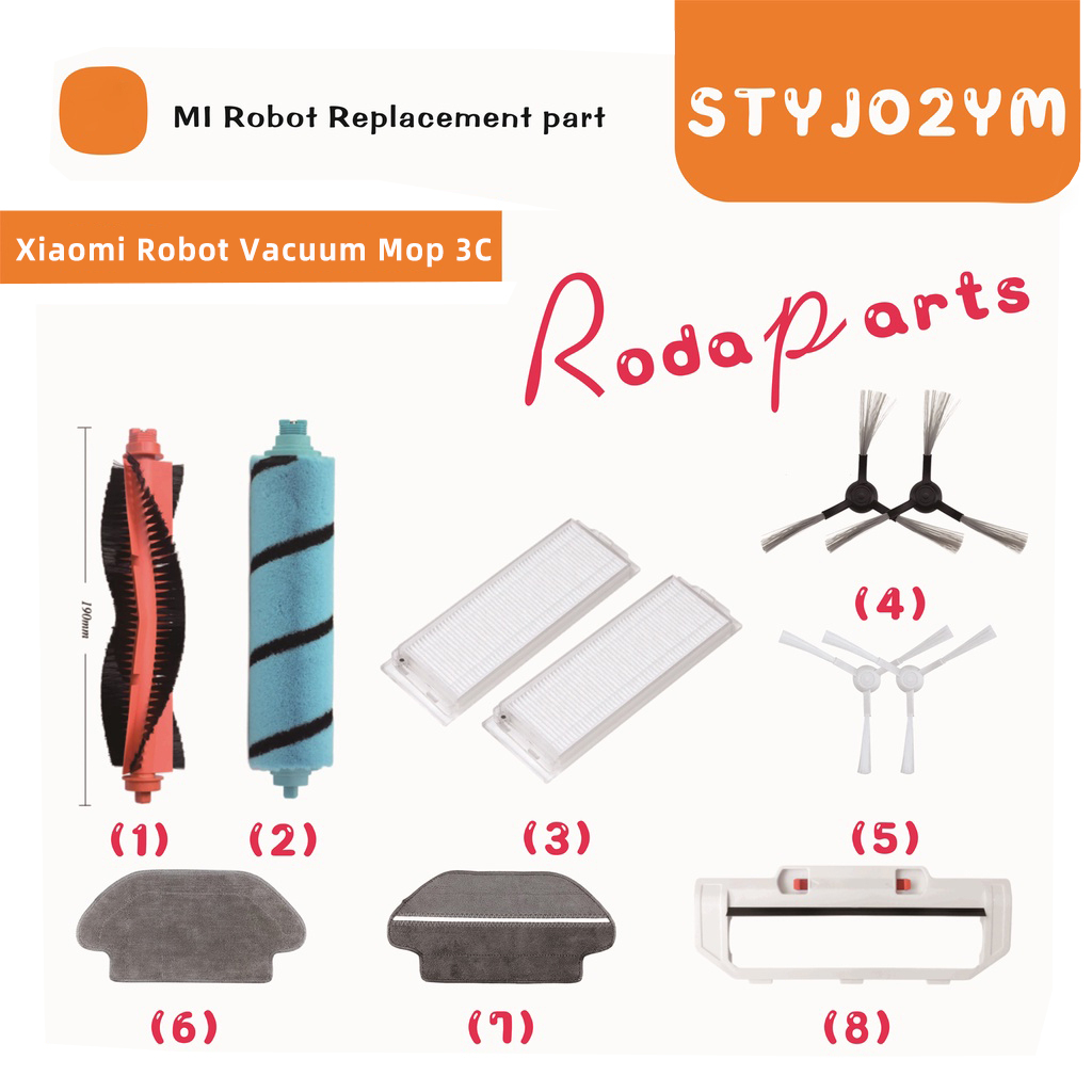 Xiaomi Robot Vacuum Mop 3C Mi Robot Vacuum Mop P STYJ02YM B106CN อุปกรณ์เสริมหุ่นยนต์สูญญากาศของ แปรงหลัก แปรงด้านข้าง กรอง ผ้าขี้ริ้ว