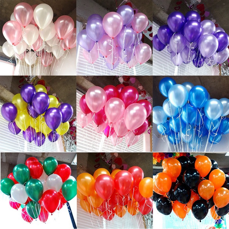 ลูกโป่งมุก เงาแพ็คละ 10 ใบ 12 นิ้ว balloons ชนิดเนื้อหนา งานแต่ง วันเกิด วาเลนไทน์ วิบวับ