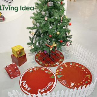 Living idea พรมทรงกลม ลายคริสต์มาส กันลื่น  พรมแต่งห้อง คริสต์มาส Merry Christmas