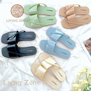 Living Zone รองเท้าแตะแบบสวมหูคีบ รองเท้าแตะแฟชั่น สีเรียบง่าย 👑ดีไซน์สวย👑