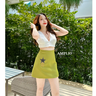 AMPLIO:SETเสื้อ+กระโปรงสีเขียว ติดงานเพชร(*สอบถามสต๊อกก่อนกดสั่งน๊า)