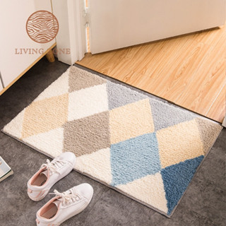 Living Zone พรมเช็ดเท้าขนนุ่ม ซึมซับได้ดี มาพร้อมแผ่นกันลื่นคุณภาพสูง ❀สินค้าพร้อมส่ง❀