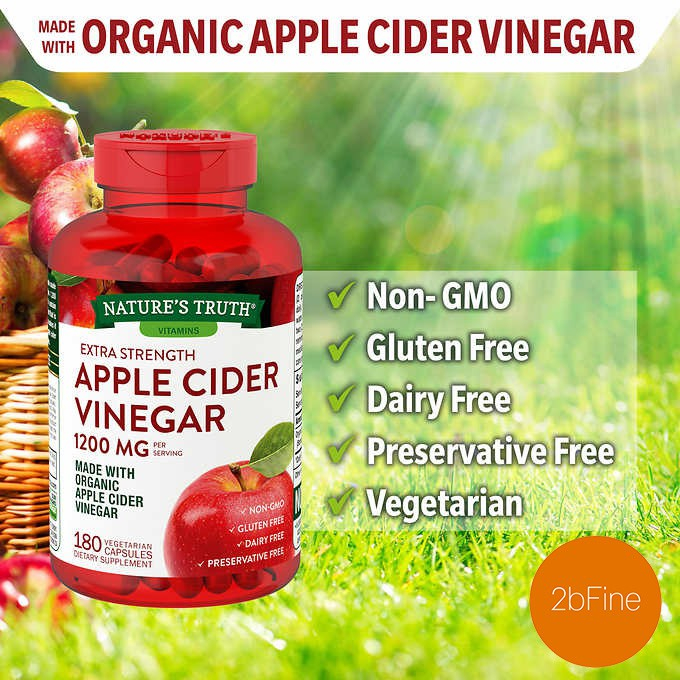 [Exp. 06/2025: 180 แคปซูล] Nature's Truth Extra Strength Apple Cider Vinegar ขนาด 1200 mg ผลิตจากน้ำส้มสายชูออแกนิค
