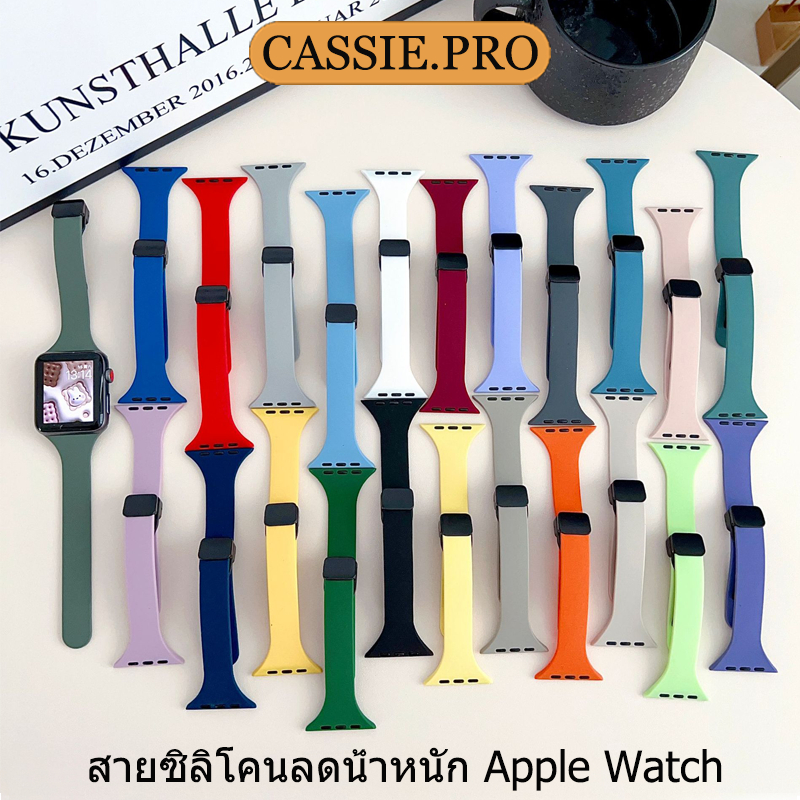 สำหรับ iWatch Series10 9 8 7 se 6 5 3 2 1 8 Slim เอวสายนาฬิกาซิลิโคนแม่เหล็กพับสายนาฬิกา 49mm/46mm/45mm44/42mm40/41/38mm