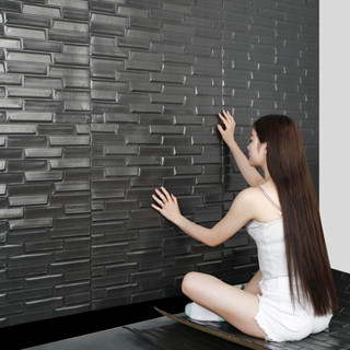 Wallpaper 3D ลายอิฐเหลี่ยม ขนาด 70x77 เซน หนา 8.5 มม. กาวในตัว ติดตั้งง่าย กาวแน่น