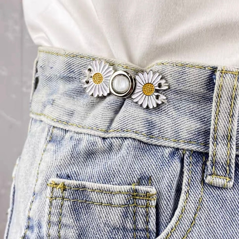 Fashion กระดุมปรับเอว กระชับเอว กระโปรงกางเกง ลายดอกเดซี่ แบบเย็บ พร้อมส่งจากไทย Q-161 ราคา ถูกที่สุด ดีลบีเคเค แกลเลอรีภาพที่ 4