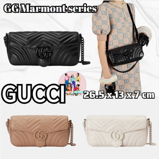 กุชชี่ Gucci GG Marmont กระเป๋าสะพายข้าง/กระเป๋าผู้หญิง/กระเป๋าร่อซู้ล/กระเป๋าสะพาย