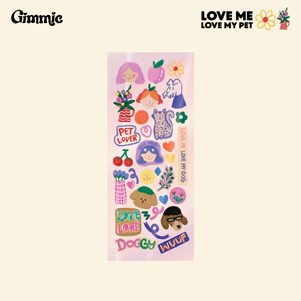 🌈🍊  LOVE ME LOVE MY PET 🐕‍🦺✨ สติกเกอร์ใสเนื้อ PVC Rainbow ไดคัทพร้อมใช้งาน ติดได้ทุกอย่าง everything 🎀🎨💐