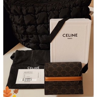 Celine เซลีน ซีลีน ของใหม่ ของแท้ กระเป๋าสตางค์ จุบัตรจุแบงค์พับ พร้อมกล่อง การ์ด ถุงผ้า ครบตามรูป ขนาด 10.5×8×2 cm.