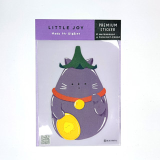 Little Joy สติ๊กเกอร์ มะเขือม่วง Maneki Neko