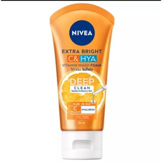 NIVEA เอ็กซ์ตร้า ไบรท์ ซี แอนด์ ไฮยา วิตามิน วอช โฟม ขนาด 50 มล หมดอายุ 03/11/25.