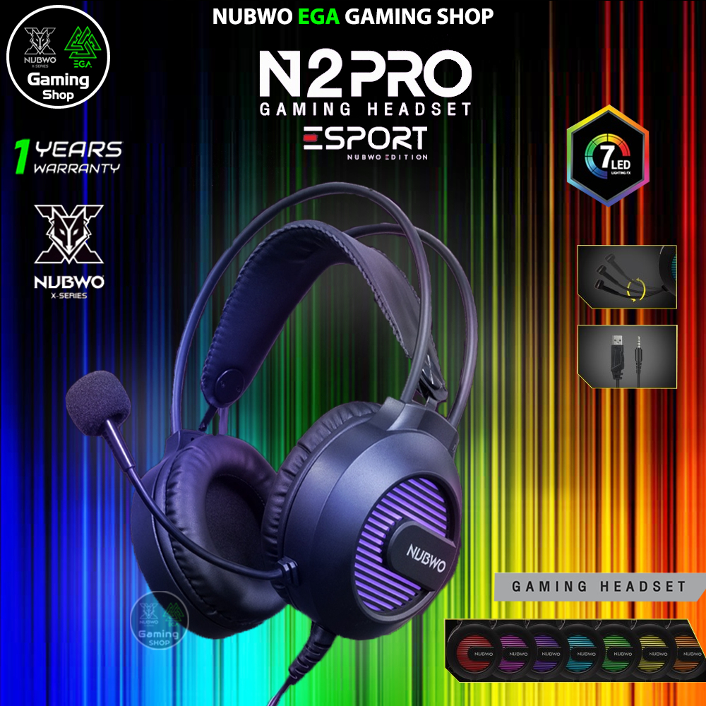 🎮 GAMING NUBWO N2 PRO HEADSET GAMING หูฟังเกมมิ่ง Stereo เสียงดี ไฟ LED 7 Color 1 USB/1 Jack เสริมในการเล่นเกม 002