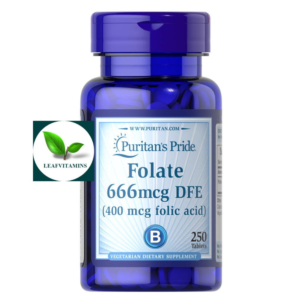Puritan's Pride Folate 666mcg DFE (Folic Acid 400 mcg) / 250 Tablets