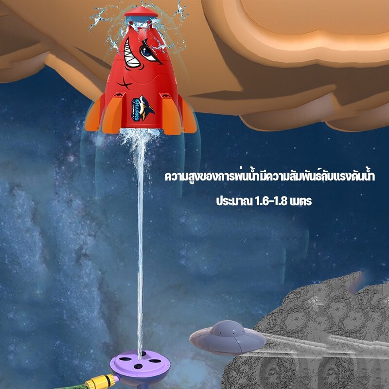 🚀 น้ำพุจรวดน้ำ ของเล่นจรวดแรงดันน้ำ จรวดบิน สปริงเกลอร์ฉีดน้ำแรงดันน้ำ ของเล่นกลางแจ้ง จรวดเปิดตัวของเล่น ของเล่นอาบน้ำ - รูปที่ 2
